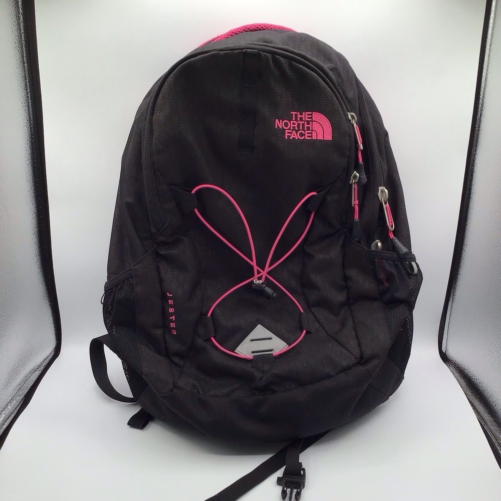 The North Face Jester Backpack Black Pink FlexVent School Book Bag Travel